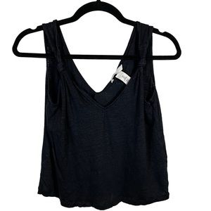 Black 100% Linen Knotted Top Size Small